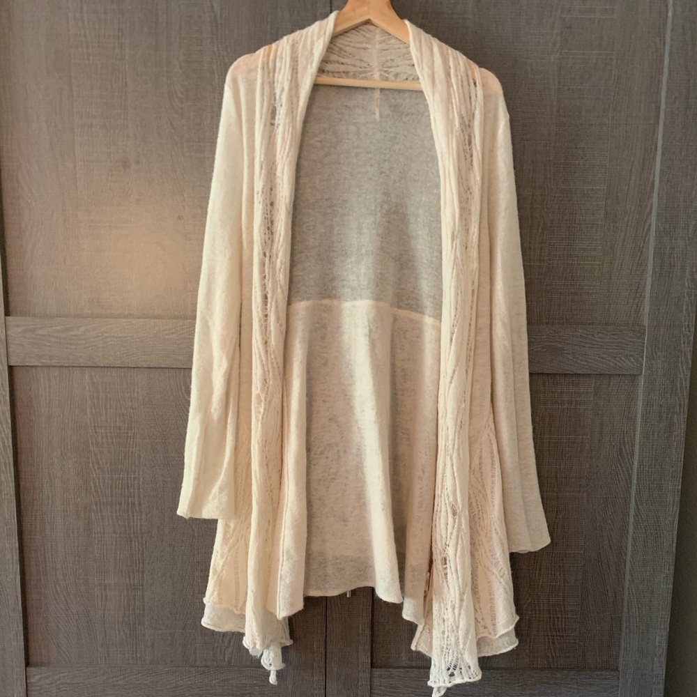 Free People cream knit duster cardigan